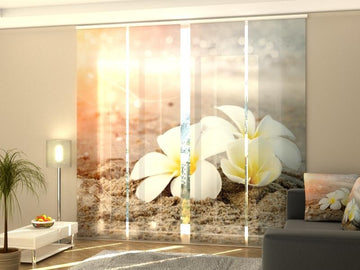 Set di 4 Tende a Pannello Fiori Tropicali sulla Spiaggia