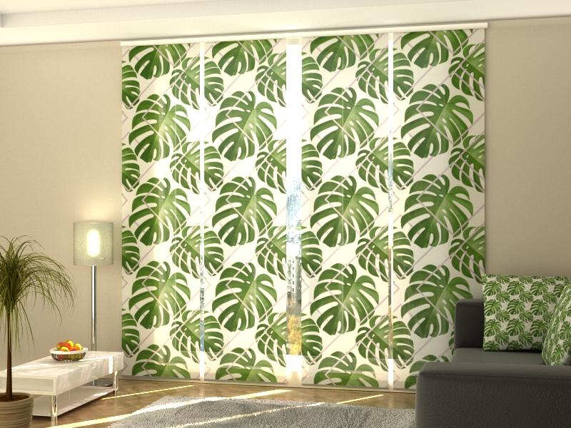 Set di 4 Tende a Pannello Foglie di Palma Tropicali