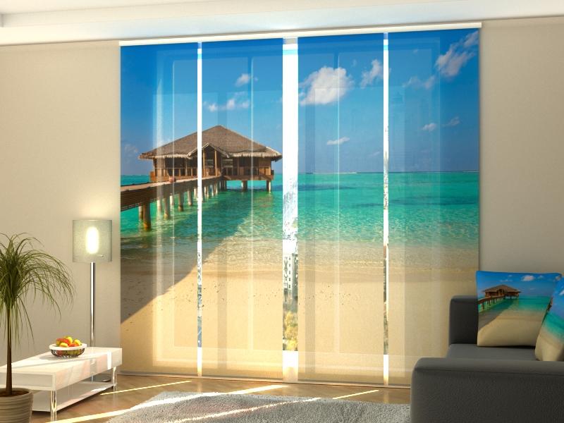 Set di 4 Tende a Pannello Spiaggia Tropicale alle Maldive