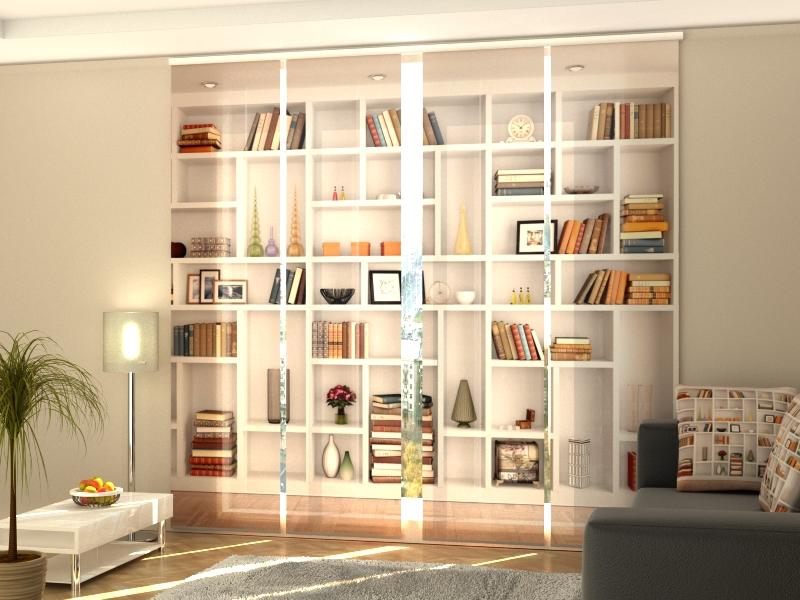 Set di 4 Tende a Pannello Libreria Bianca