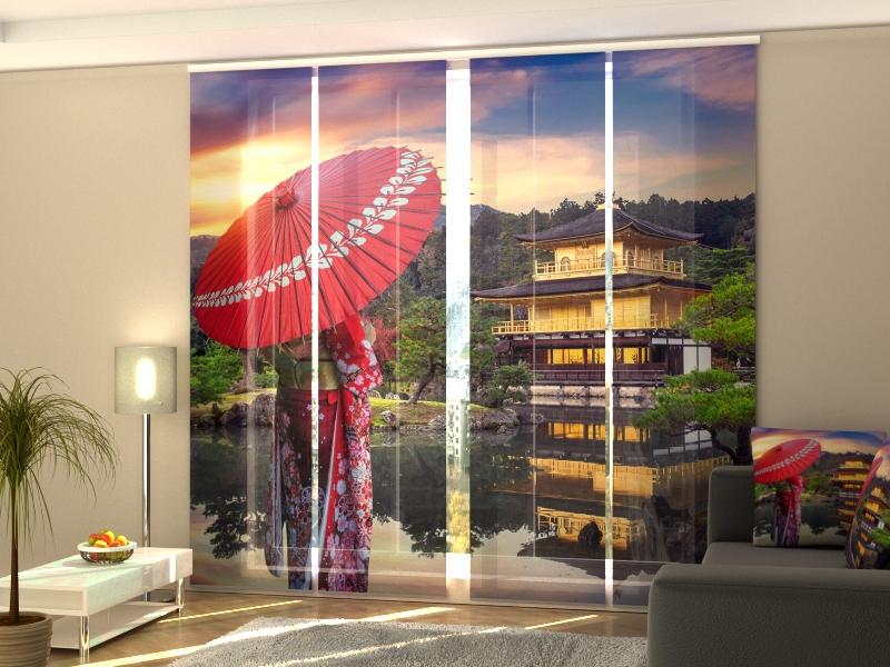 Set di 4 Tende a Pannello Donna in Kimono