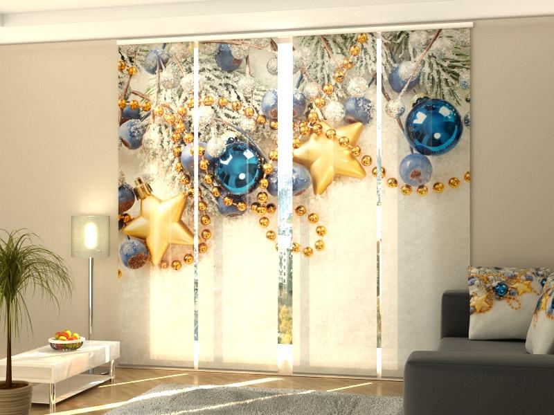 Set di 4 Tende a Pannello Decorazioni Natalizie sulla Neve