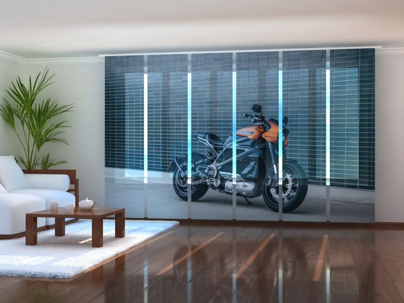 Set di 6 Tende a Pannello Moto Harley Davidson Nera
