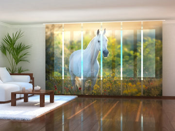 Set di 6 Tende a Pannello Elegante Cavallo Bianco