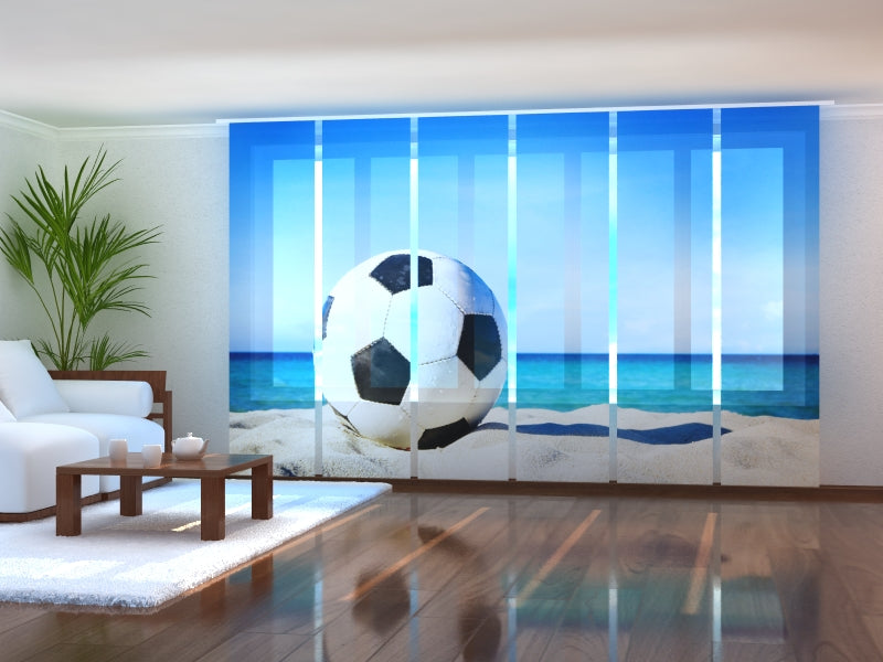 Set di 6 Tende a Pannello Pallone da Calcio sulla Spiaggia
