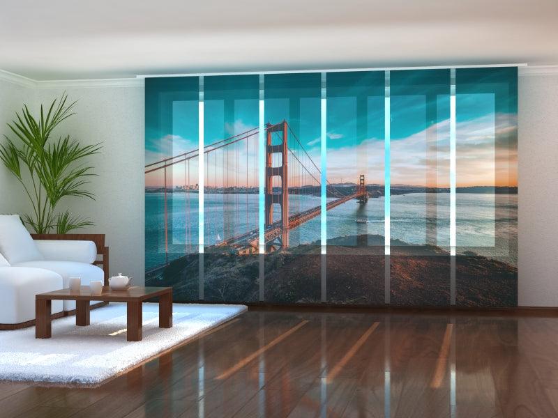 Set di 6 Tende a Pannello Golden Gate Bridge all'Alba