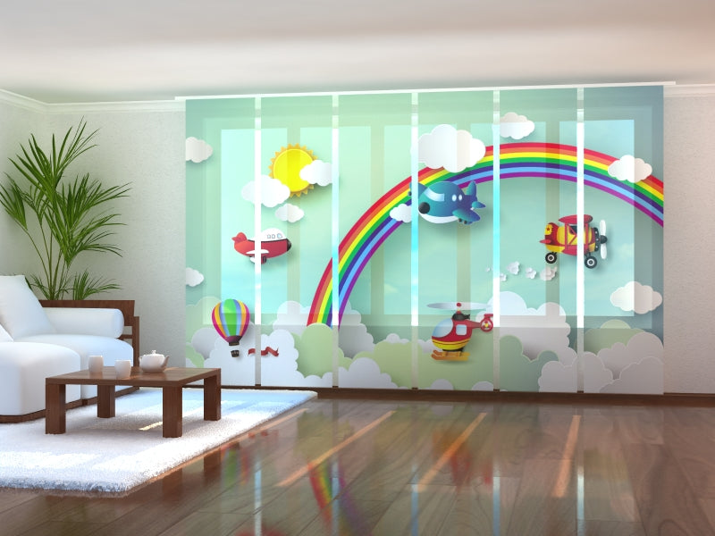 Set di 6 Tende a Pannello Elicottero con Arcobaleno