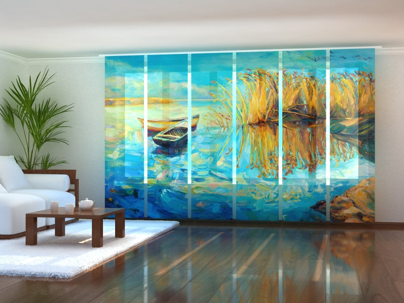 Set di 6 Tende a Pannello Bellissimo Lago Stile Impressionista