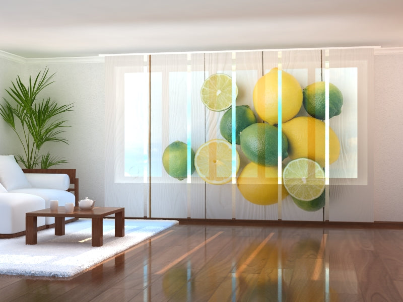 Set di 6 Tende a Pannello Lime e Limoni
