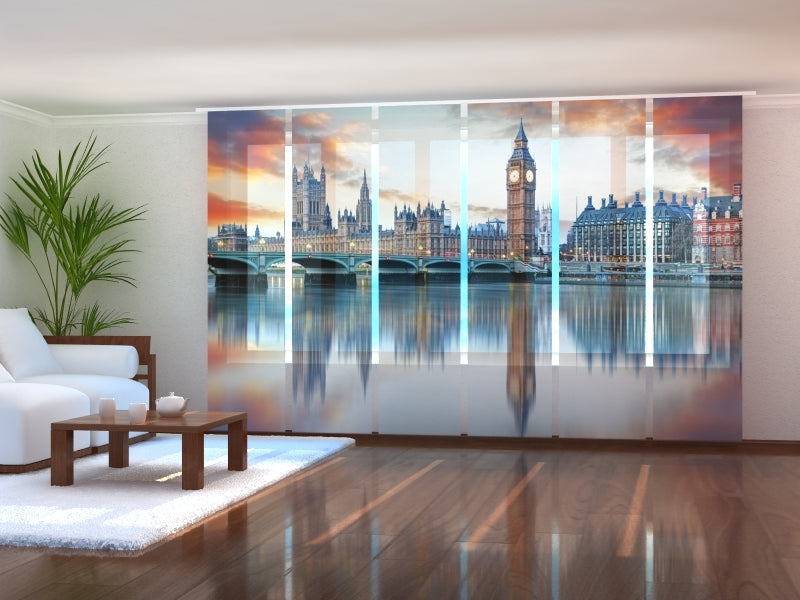 Set di 6 Tende a Pannello Londra Big Ben e Houses of Parliament
