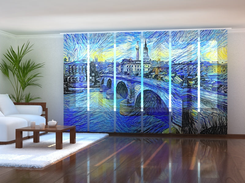 Set di 6 Tende a Pannello London Bridge stile Van Gogh