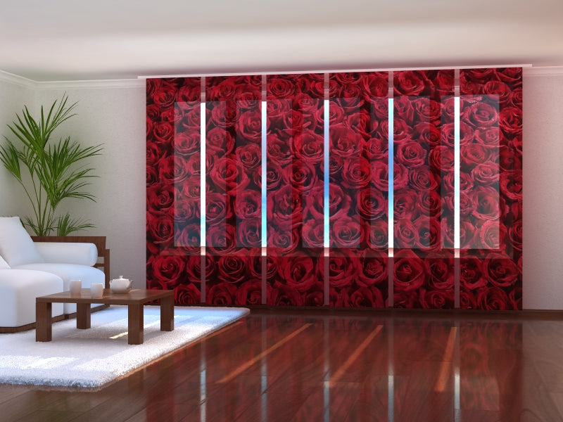 Set di 6 Tende a Pannello Rose Rosse Preferite