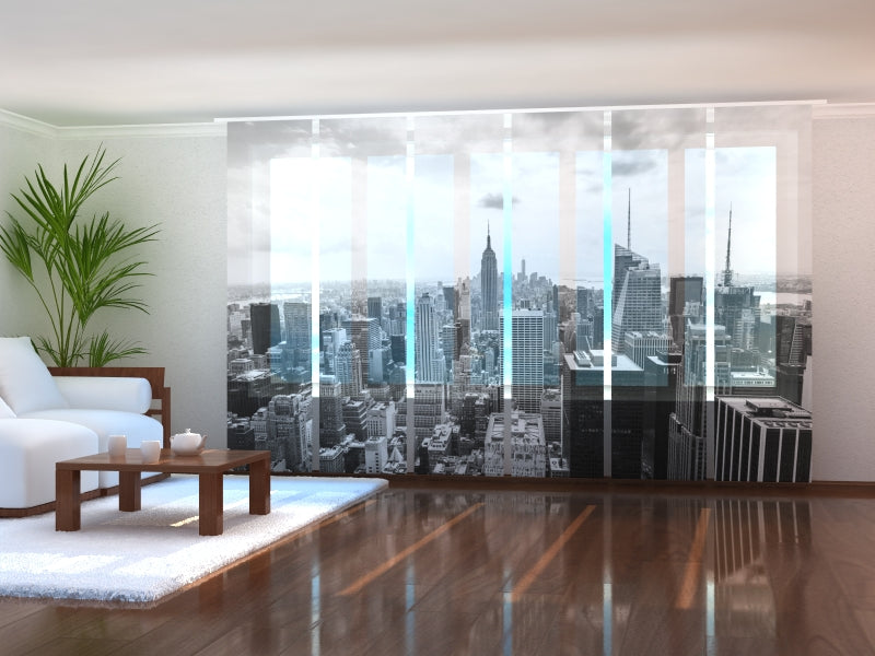 Set di 6 Tende a Pannello Veduta Aerea di Manhattan in Bianco e Nero