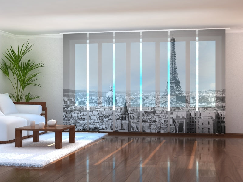 Set di 6 Tende a Pannello Mattinata a Parigi in Bianco e Nero
