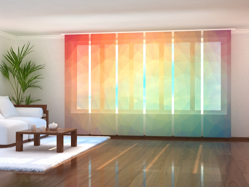 Set di 6 Tende a Pannello Arcobaleno Astratto