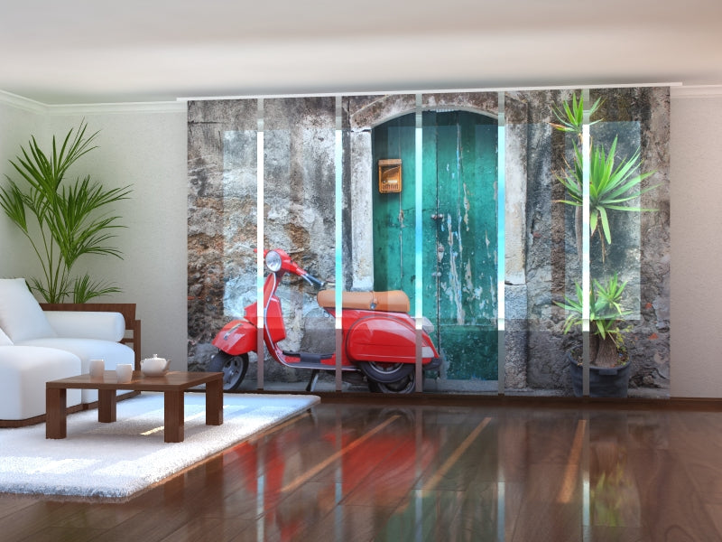 Set di 6 Tende a Pannello Scooter Rosso