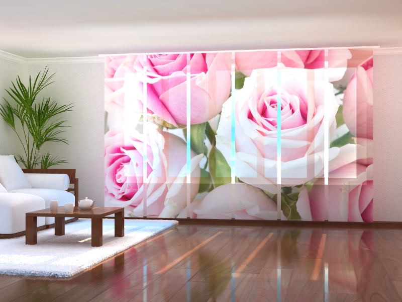 Set di 6 Tende a Pannello Rose Reali
