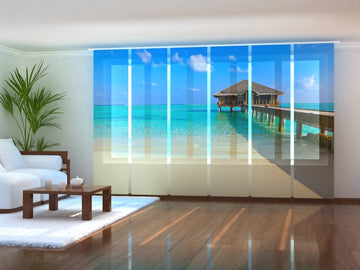 Set di 6 Tende a Pannello Spiaggia Tropicale alle Maldive