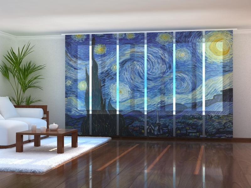 Set di 6 Tende a Pannello Notte Stellata Vincent Van Gogh
