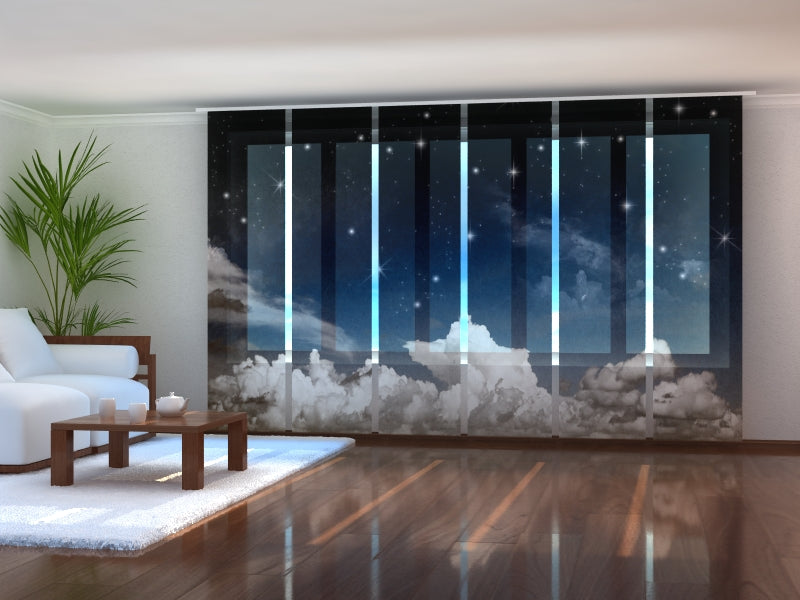 Set di 6 Tende a Pannello Cielo Notturno Fantastico ad Acquerello