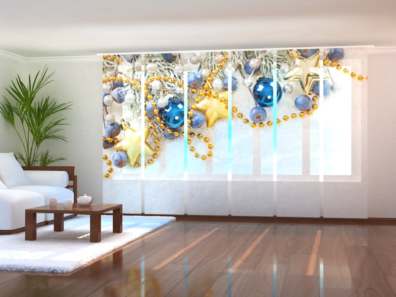 Set di 6 Tende a Pannello Decorazioni Natalizie sulla Neve
