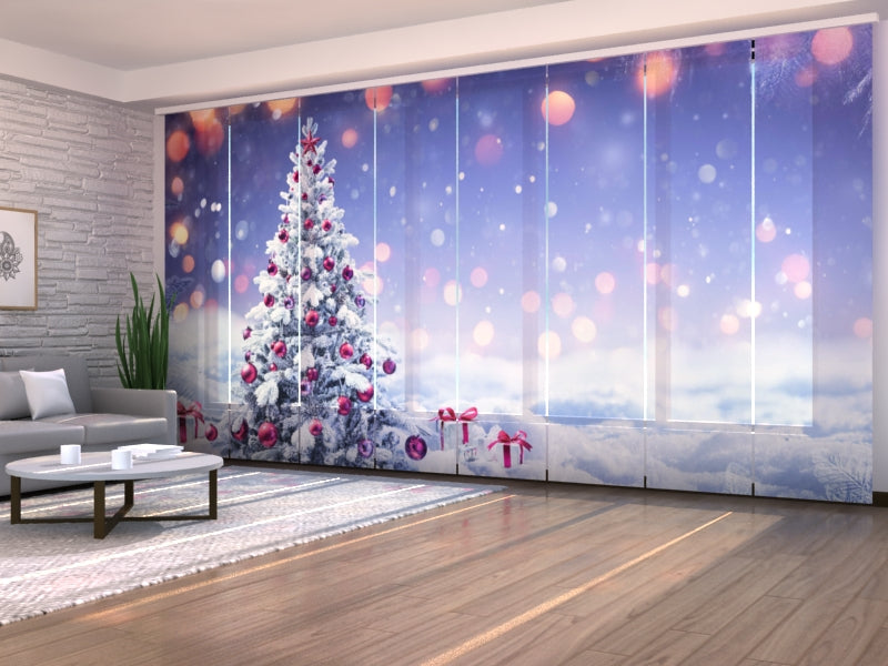 Set di 8 Tende a Pannello Albero di Natale Decorato
