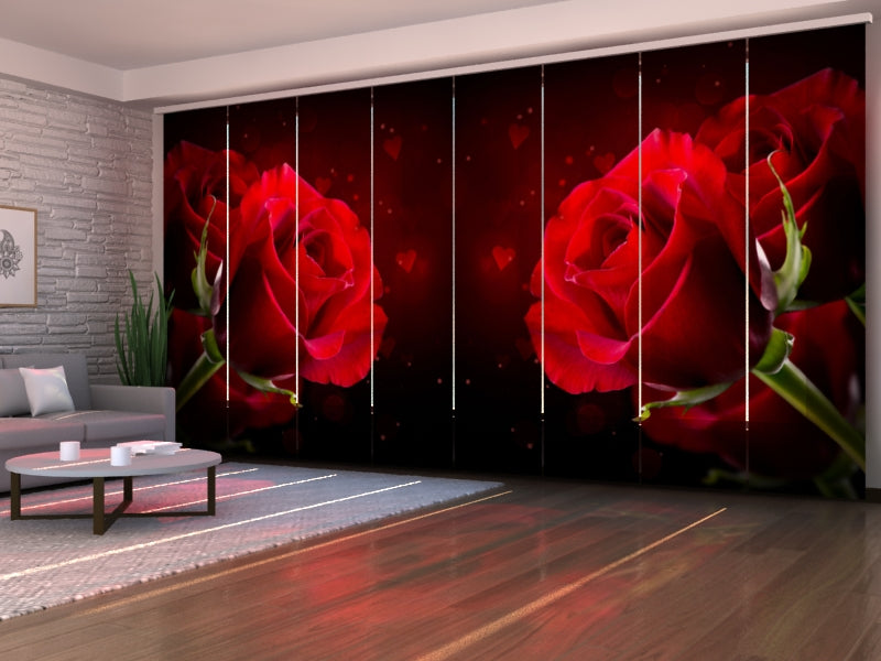 Set di 8 Tende a Pannello Cuore Rosso