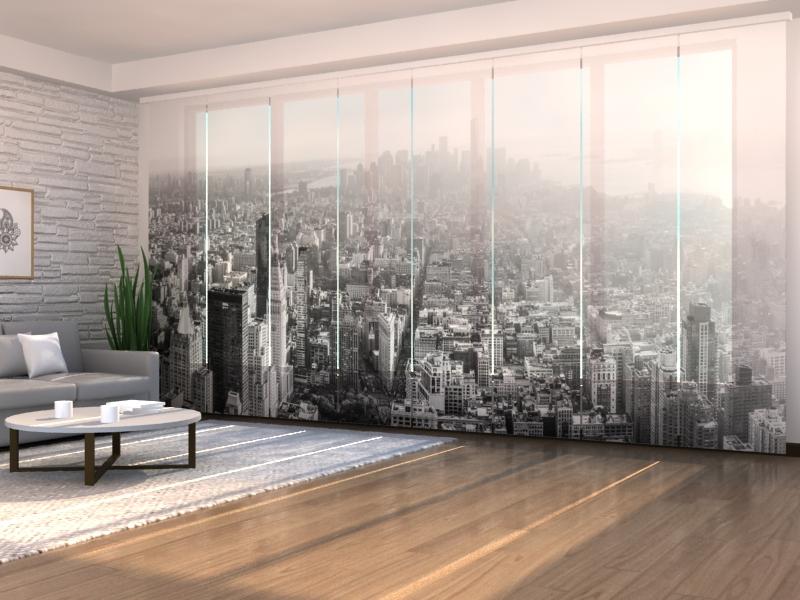 Set di 8 Tende a Pannello Manhattan in Bianco e Nero
