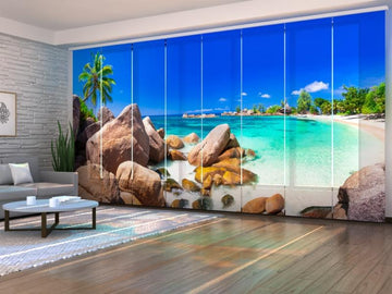 Set di 8 Tende a Pannello Spiaggia Tropicale alle Seychelles