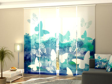 Set di 4 Tende a Pannello Farfalla Blu