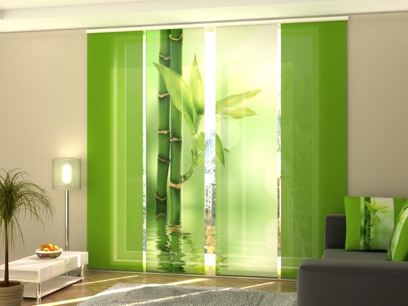 Set di 4 Tende a Pannello Bambù Verde
