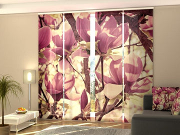 Set di 4 Tende a Pannello Magnolie Rosa