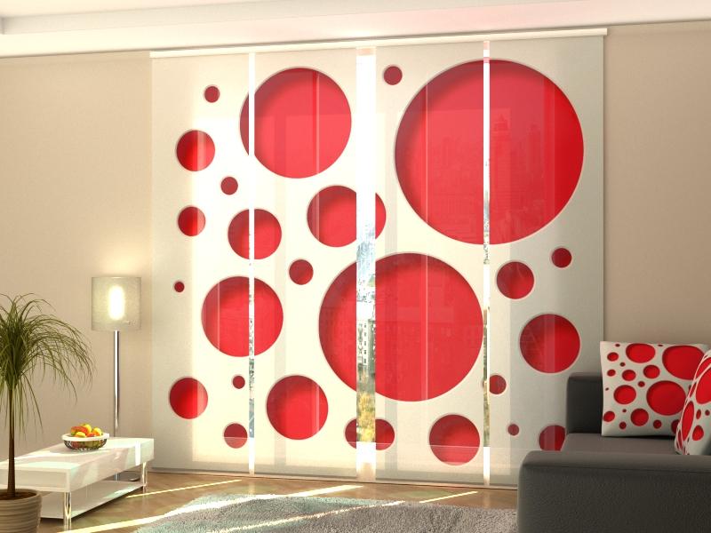 Set di 4 Tende a Pannello Stile Rosso