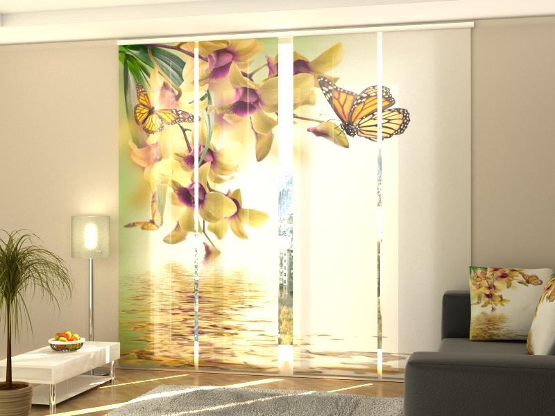 Set di 4 Tende a Pannello Fiori Tropicali
