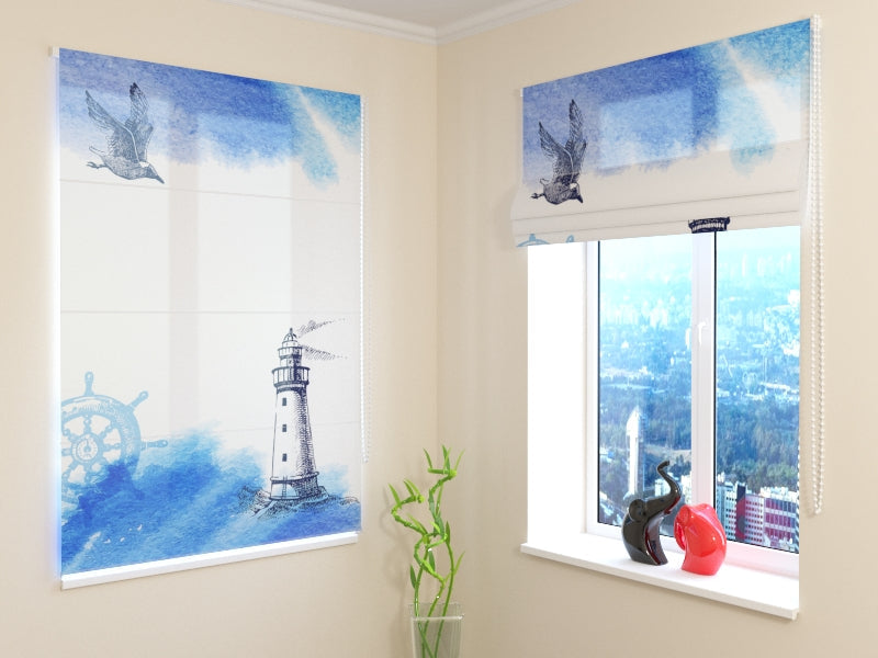 Tenda a Pacchetto Illustrazione Nautica ad Acquerello