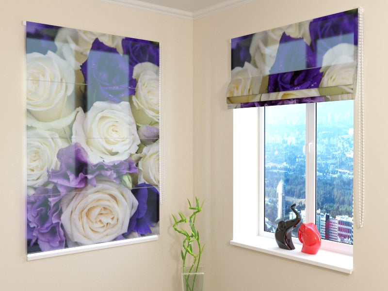 Tenda a Pacchetto Bouquet di Rose Bianche e Viola