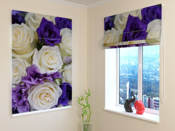 Tenda a Pacchetto Bouquet di Rose Bianche e Viola