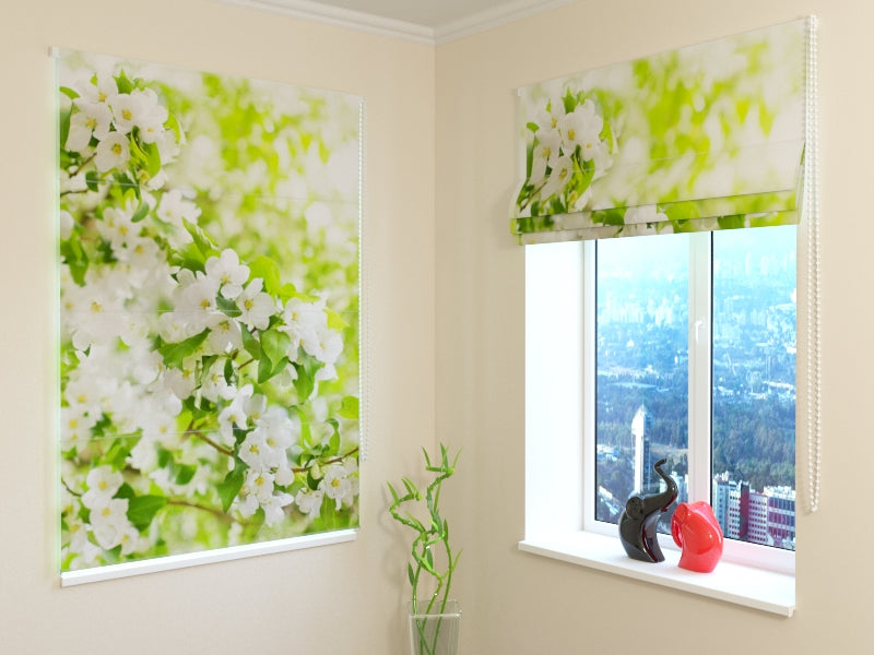 Tenda a Pacchetto Albero Primaverile in Fiore Bianco