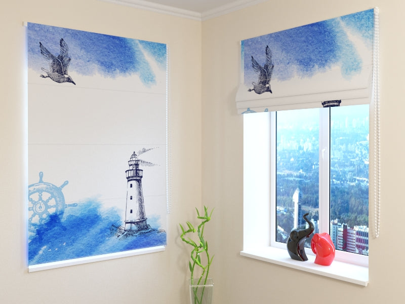 Tenda a Pacchetto Illustrazione Nautica ad Acquerello