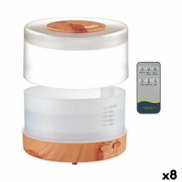 Humidificateur à Diffuseur d'Arômes avec LED Multicolore Blanc Marron 500 ml (8 Unités)
