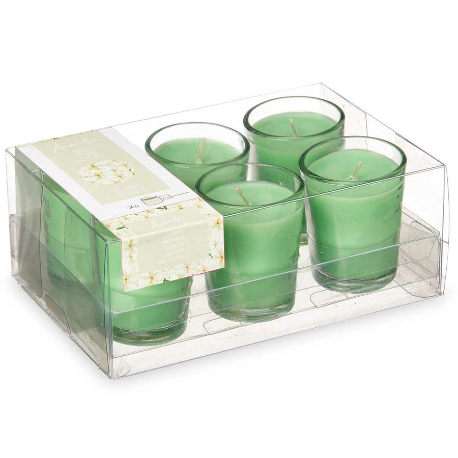 Set di Candele Profumate 16 x 6,5 x 11 cm (12 Unità) Bicchiere Gelsomino