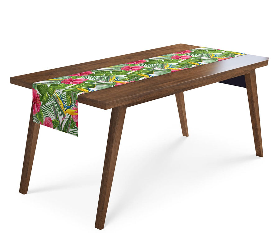 Tappeto Runner da Tavola Foglie Tropicali e Strelitzia