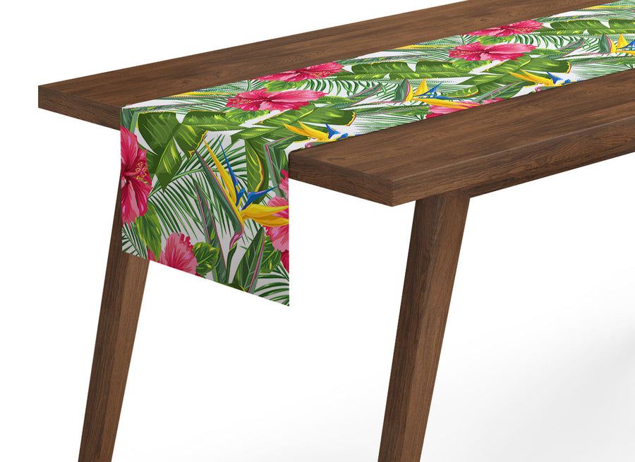 Tappeto Runner da Tavola Foglie Tropicali e Strelitzia