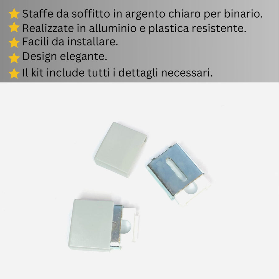 Binario per Tende, Singolo, color Argento, a Soffitto – Misure Personalizzate, Design Moderno e Funzionale