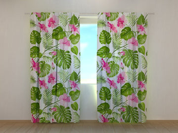 Tende Fiori Tropicali su Fondo Bianco