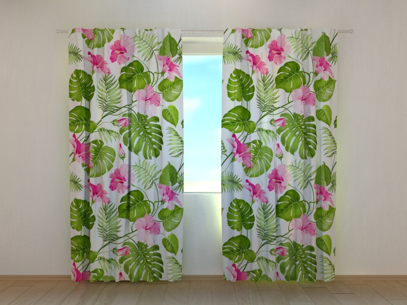 Tende Fiori Tropicali su Fondo Bianco